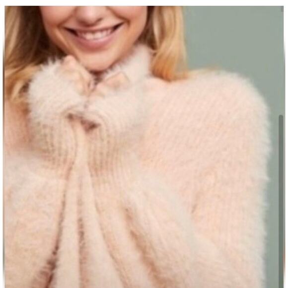 EUC Anthropologie Knitted & Knotted Pink Fuzzy Eyelash Cardigan XS Oversized Fit - Picture 3 of 14